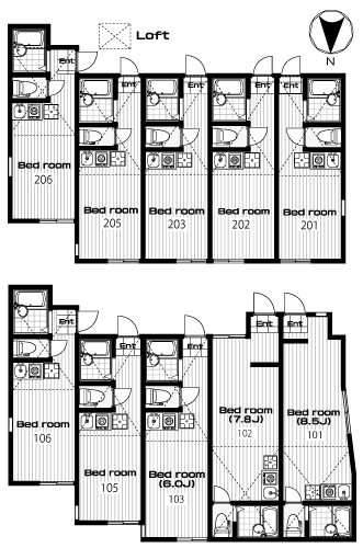白楽駅の賃貸 58,000円 間取り図