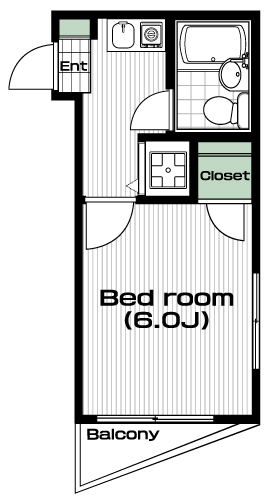 沼袋駅の賃貸 58,000円 間取り図