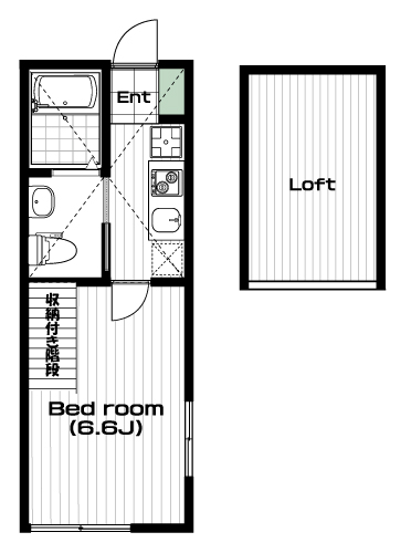 玉川学園前駅の賃貸 57,000円 間取り図