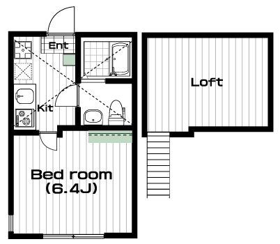 中央林間駅の賃貸 66,000円 間取り図
