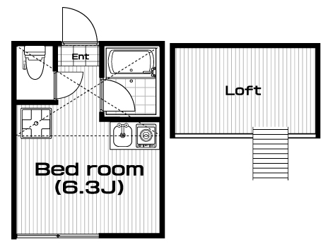 和田町駅の賃貸 52,000円 間取り図