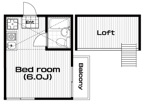 三ツ沢下町駅の賃貸 47,000円 間取り図