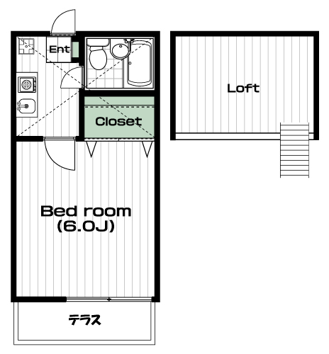 京王稲田堤駅の賃貸 46,000円 間取り図