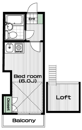 駒沢大学駅の賃貸 60,000円 間取り図