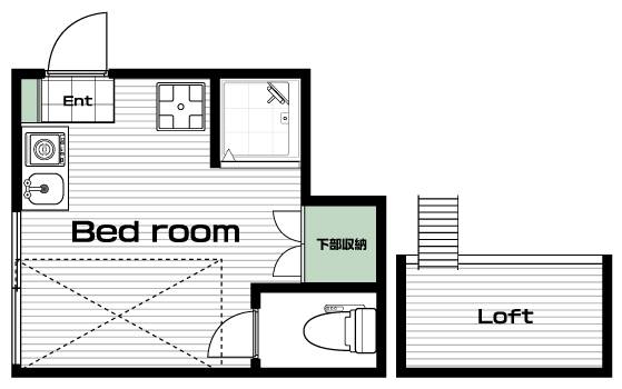 沼部駅の賃貸 58,000円 間取り図