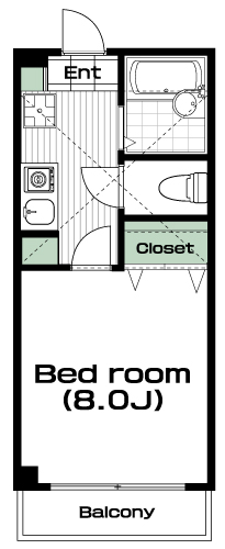 国立駅の賃貸 54,000円 間取り図