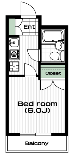 駒場東大前駅の賃貸 74,000円 間取り図