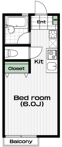 白楽駅の賃貸 60,000円 間取り図