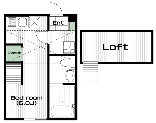 和田町駅の賃貸 62,000円 間取り図