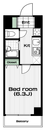 関内駅の賃貸 68,000円 間取り図