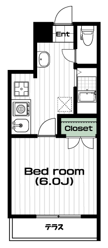 玉川学園前駅の賃貸 58,000円 間取り図