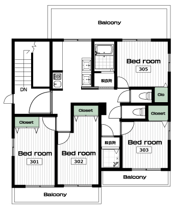 駒場東大前駅の賃貸 58,000円 間取り図