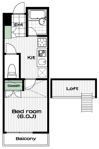 駒沢大学駅の賃貸 77,000円 間取り図