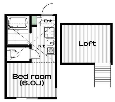 和田町駅の賃貸 44,000円 間取り図