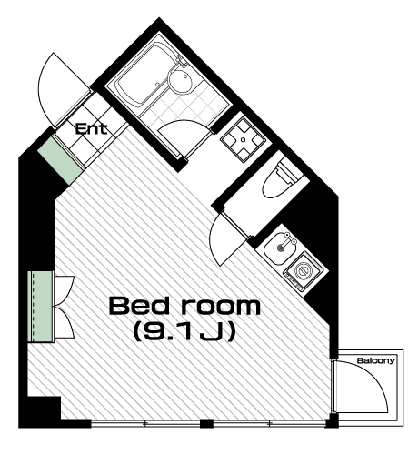 国立駅の賃貸 56,000円 間取り図