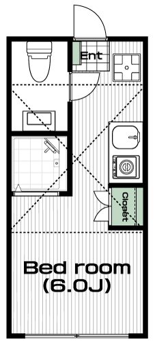 調布駅の賃貸 60,000円 間取り図