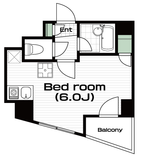 花小金井駅の賃貸 60,000円 間取り図