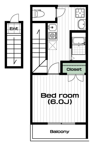 玉川学園前駅の賃貸 58,000円 間取り図