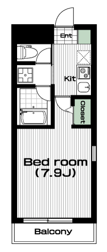 上町駅の賃貸 88,000円 間取り図