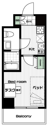 町田駅の賃貸 77,500円 間取り図