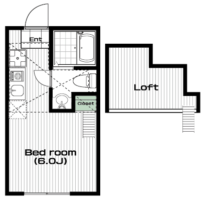 三ツ沢上町駅の賃貸 60,000円 間取り図