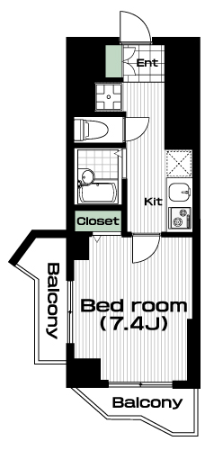 町田駅の賃貸 80,000円 間取り図